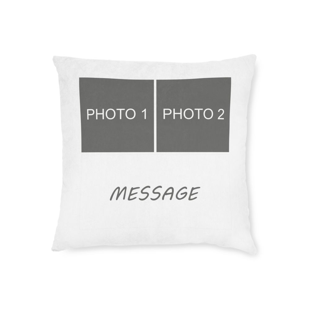 Personalised 2 Photos & Message Cushion 16''x16''